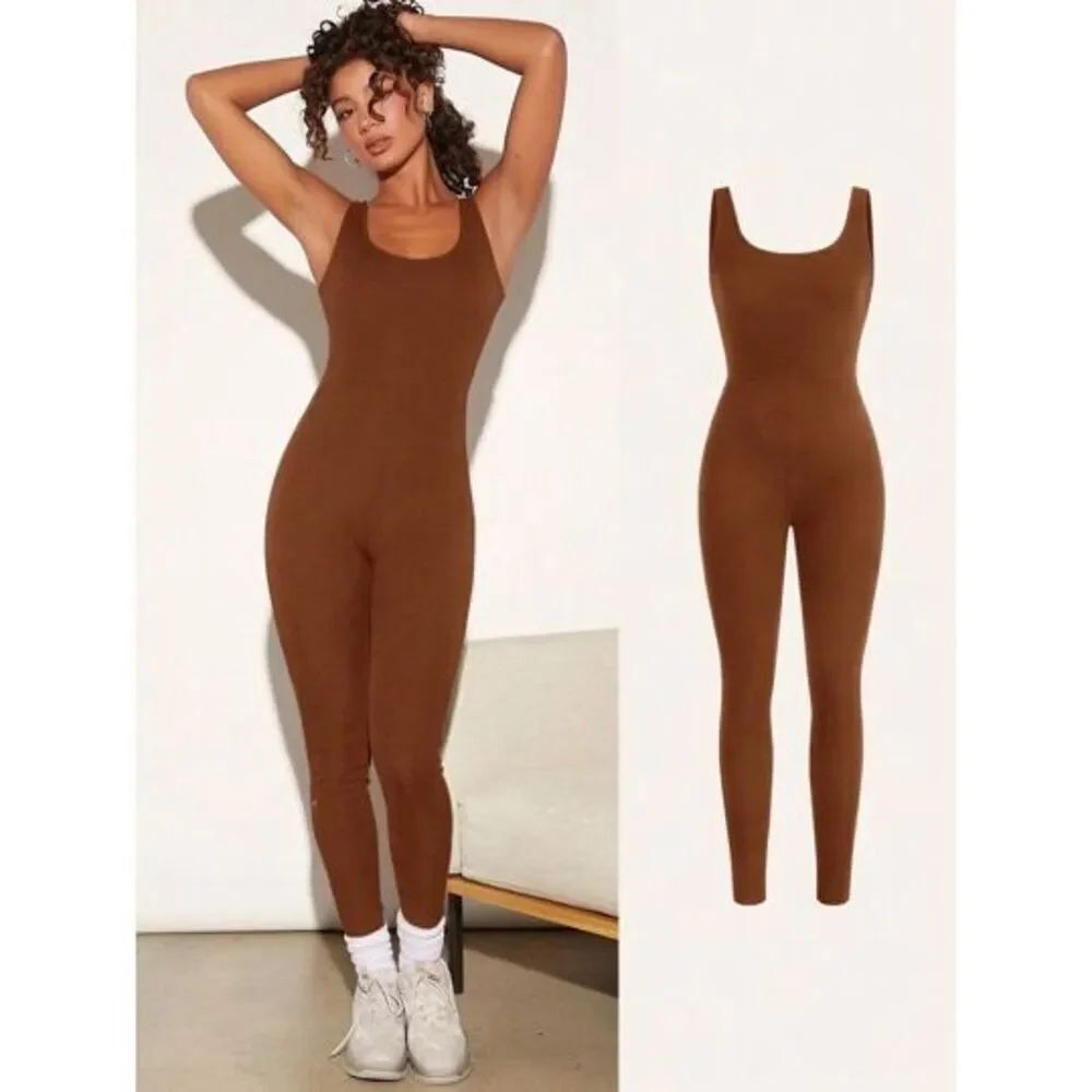 🐿️ SHEIN Ribbed Brown Sand Jumpsuit Women’s Size XS